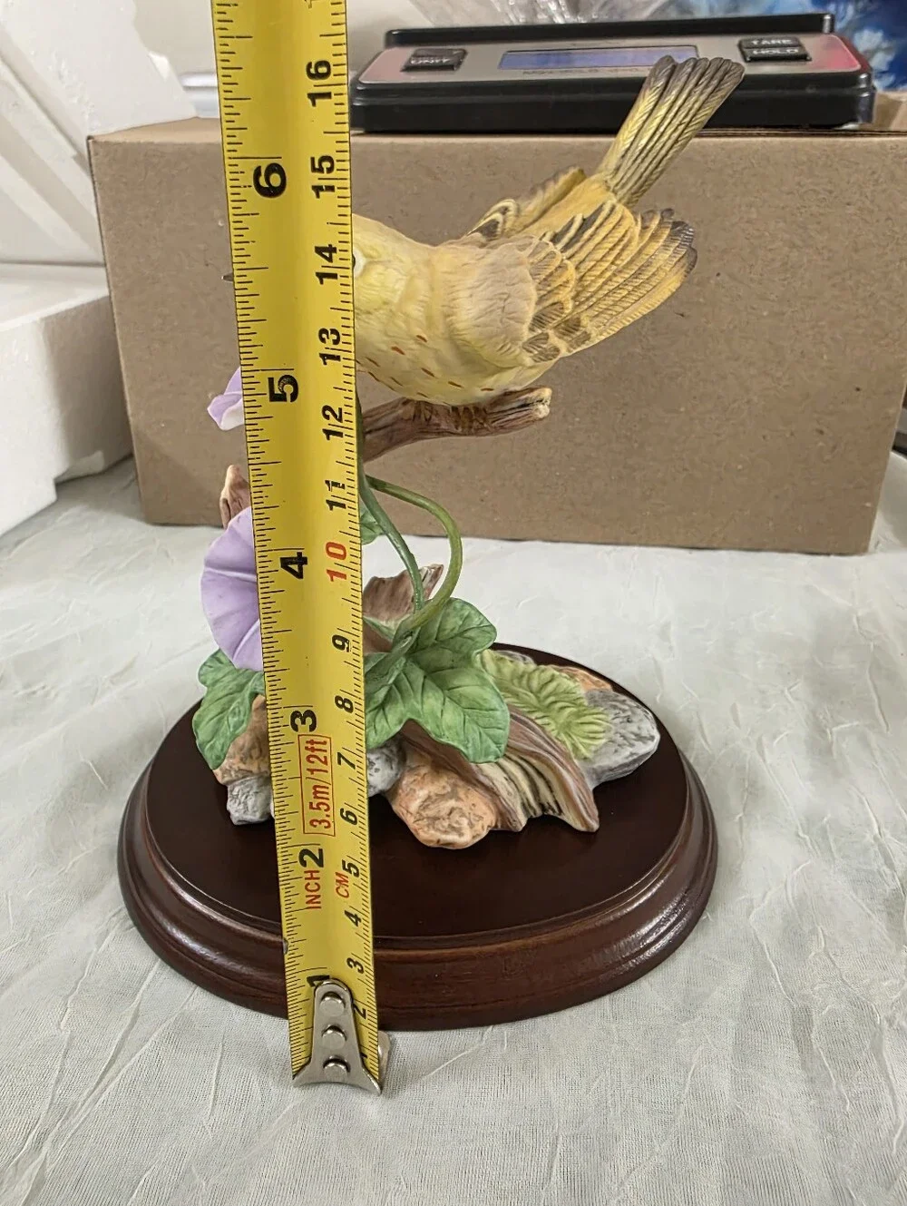Songbird Serenade by Maruri Yellow WARBLER W/Morning glory 9832 New in box 1998.